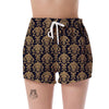 Damask Gold Print Pattern Women's Shorts-grizzshop