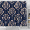 Damask Pattern Print Bathroom Shower Curtain-grizzshop