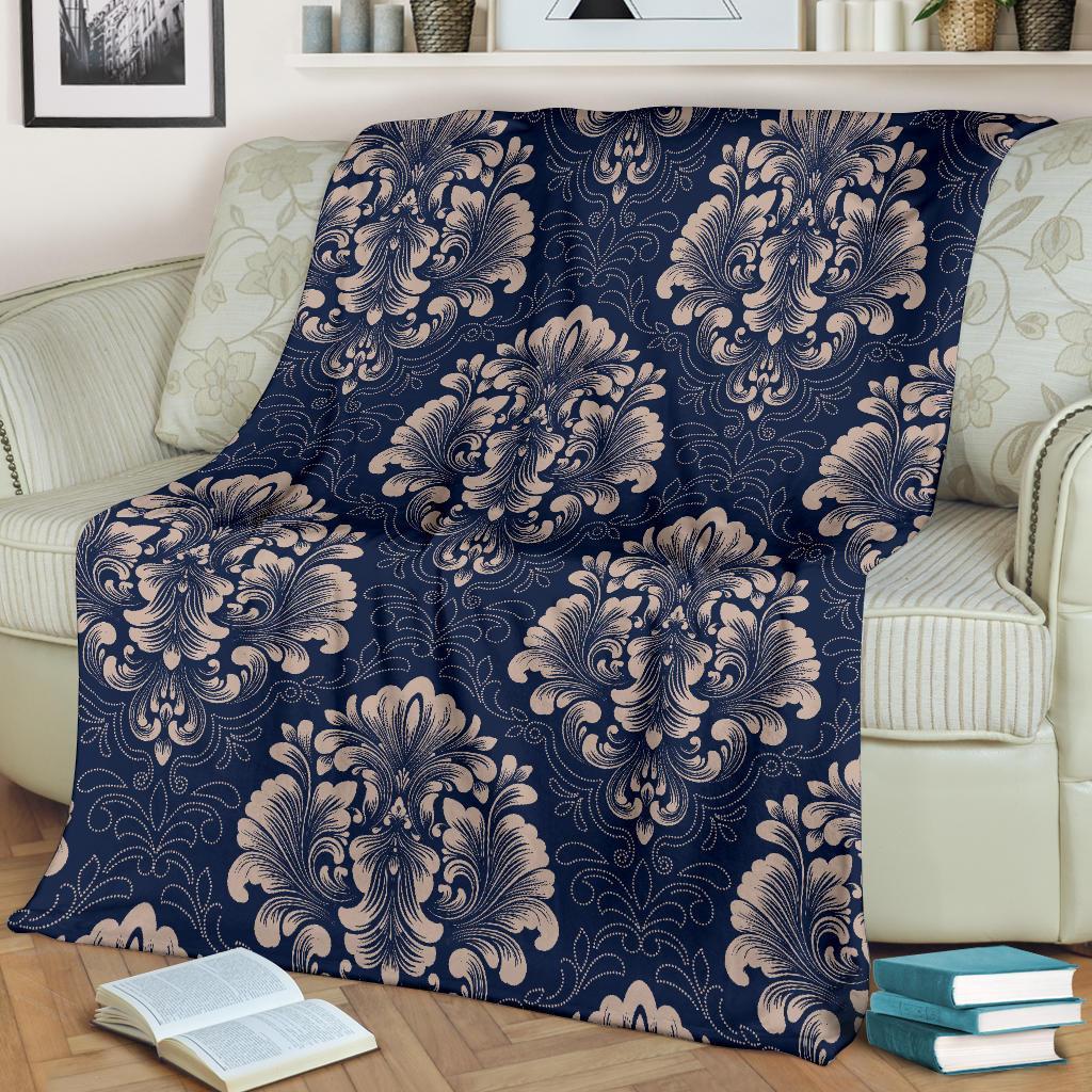 Damask Pattern Print Blanket-grizzshop