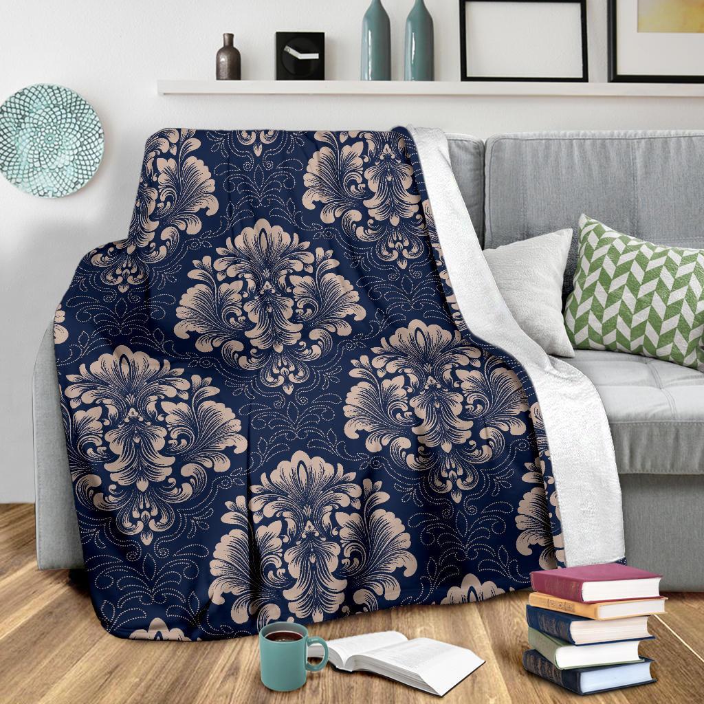 Damask Pattern Print Blanket-grizzshop