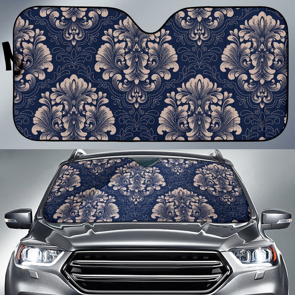 Damask Pattern Print Car Sun Shade-grizzshop