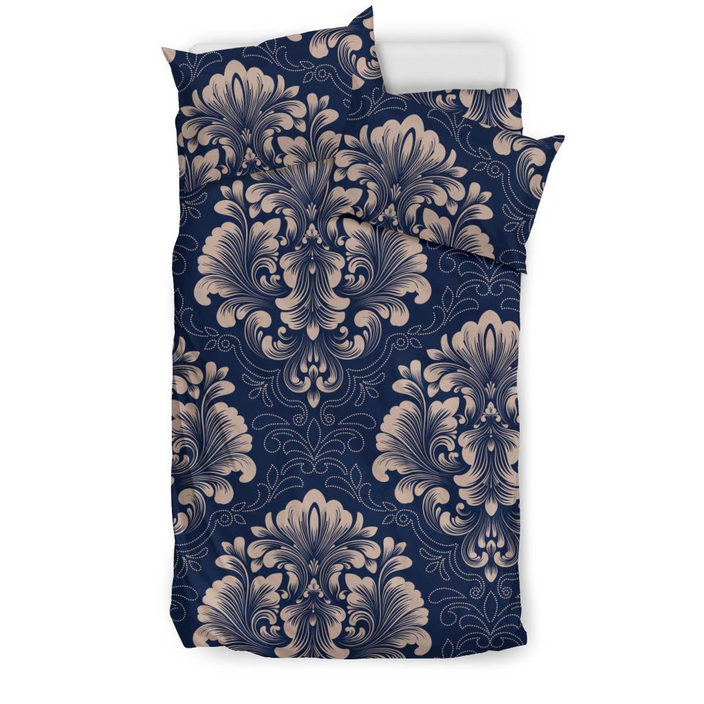 Damask Pattern Print Duvet Cover Bedding Set-grizzshop