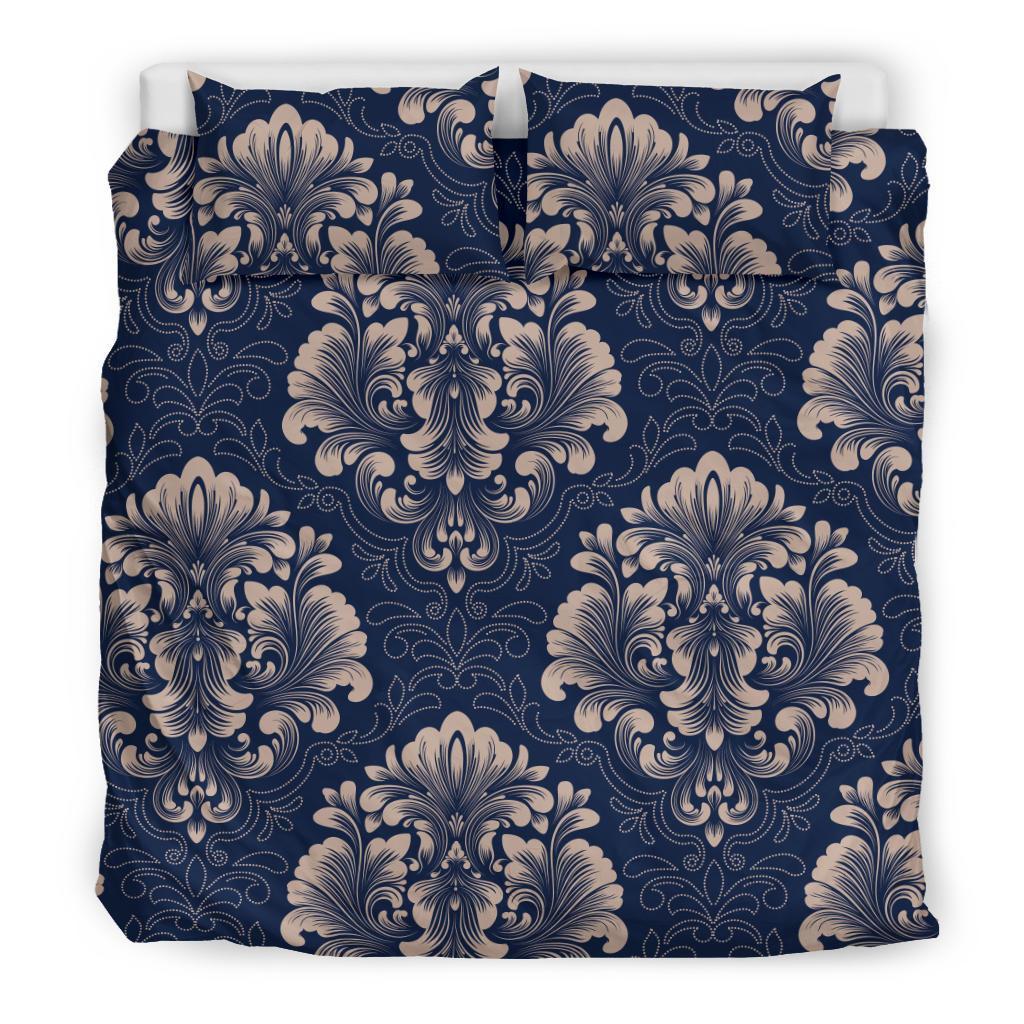 Damask Pattern Print Duvet Cover Bedding Set-grizzshop