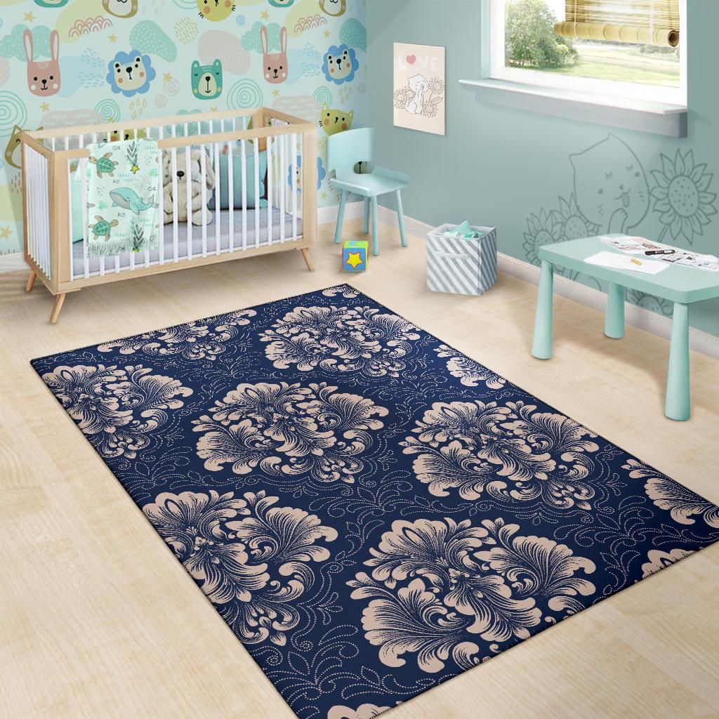 Damask Pattern Print Floor Mat-grizzshop