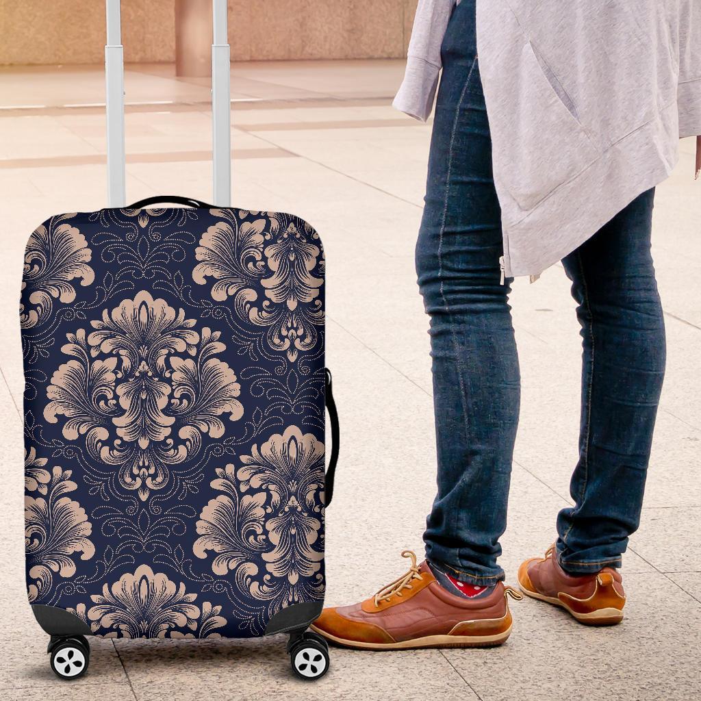 Damask Pattern Print Luggage Cover Protector-grizzshop