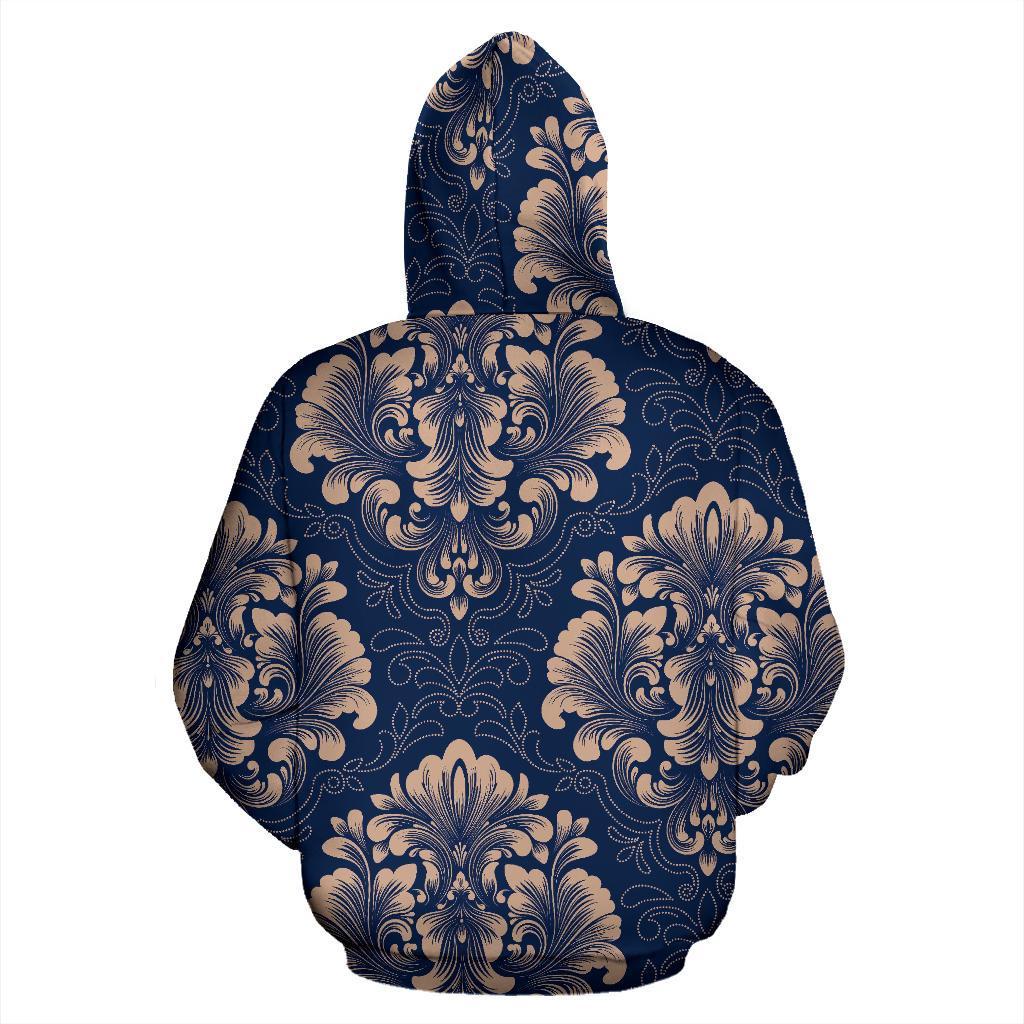 Damask Pattern Print Men Women Pullover Hoodie-grizzshop