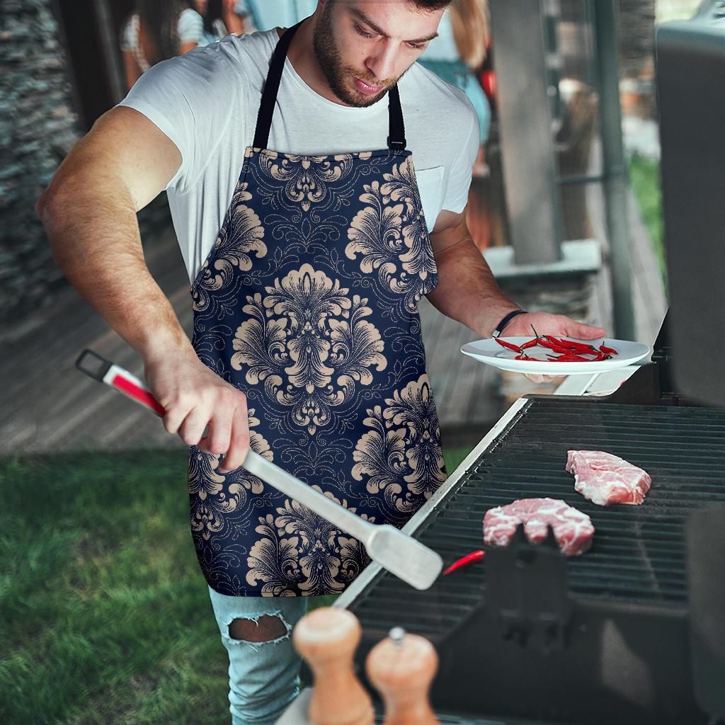 Damask Pattern Print Men's Apron-grizzshop