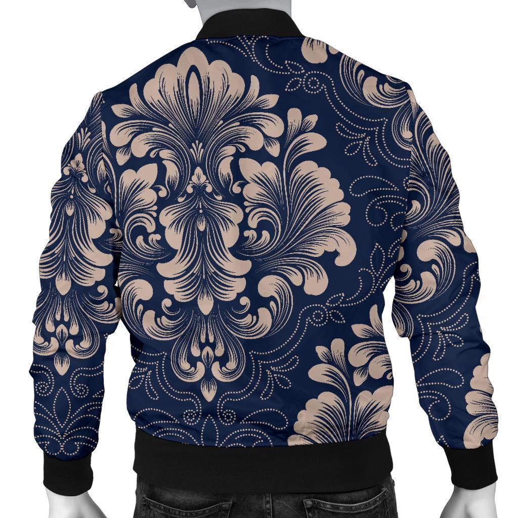 Damask Pattern Print Men's Bomber Jacket-grizzshop