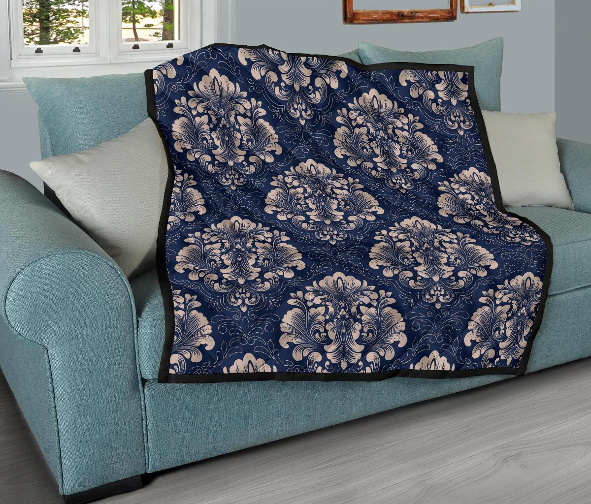 Damask Pattern Print Quilt-grizzshop