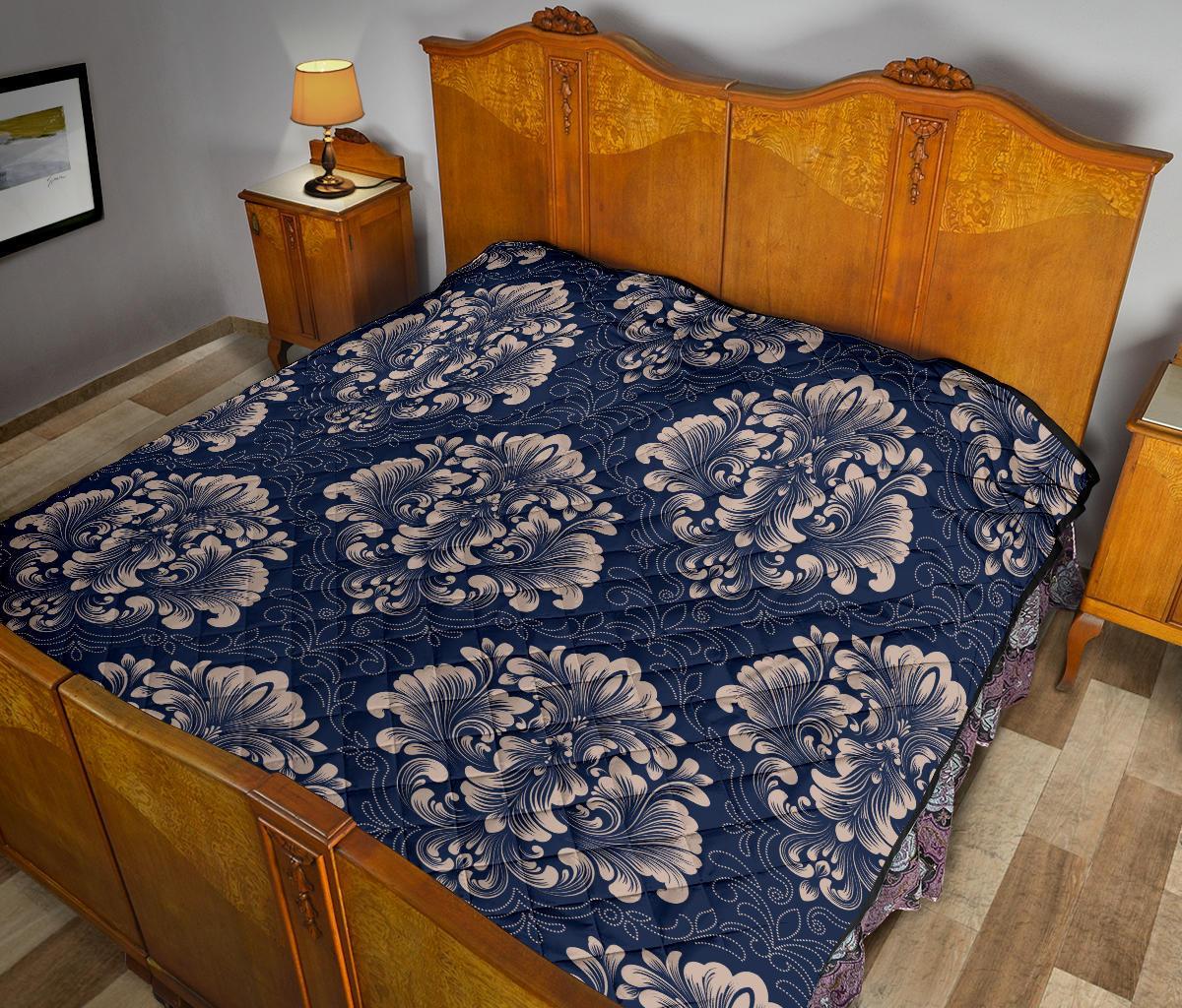 Damask Pattern Print Quilt-grizzshop