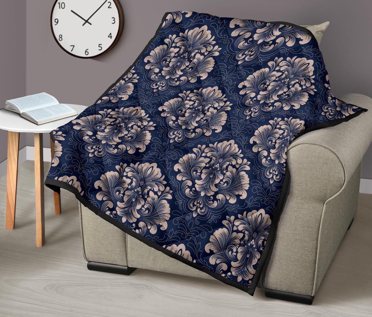 Damask Pattern Print Quilt-grizzshop