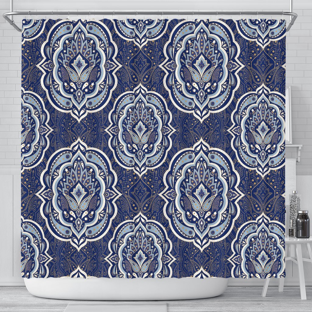 Damask Print Pattern Bathroom Shower Curtain-grizzshop