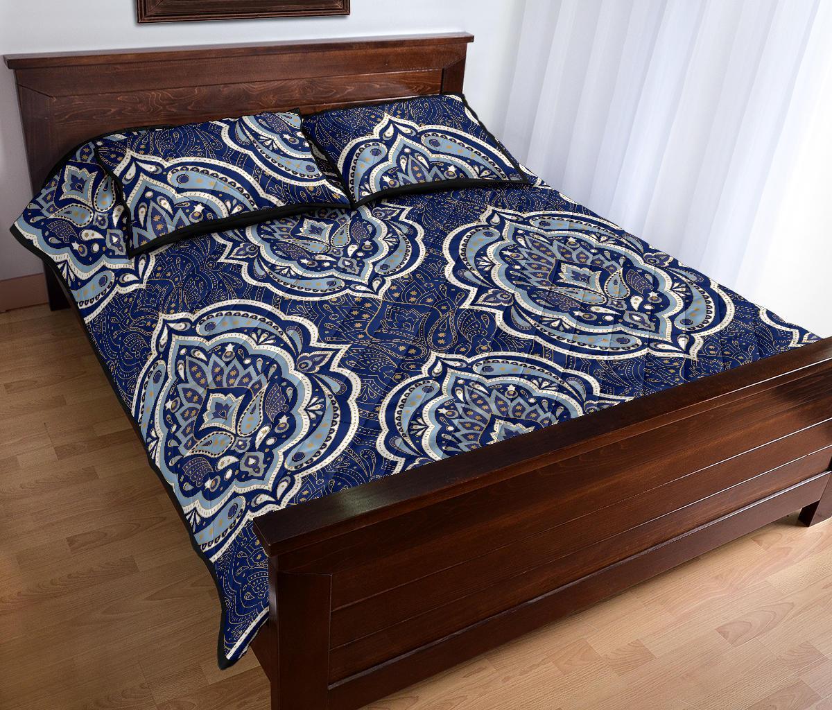 Damask Print Pattern Bed Set Quilt-grizzshop