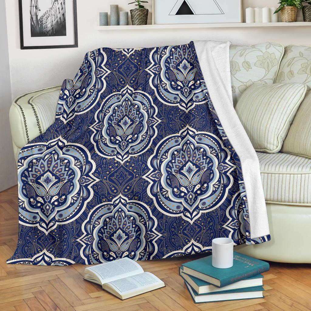 Damask Print Pattern Blanket-grizzshop