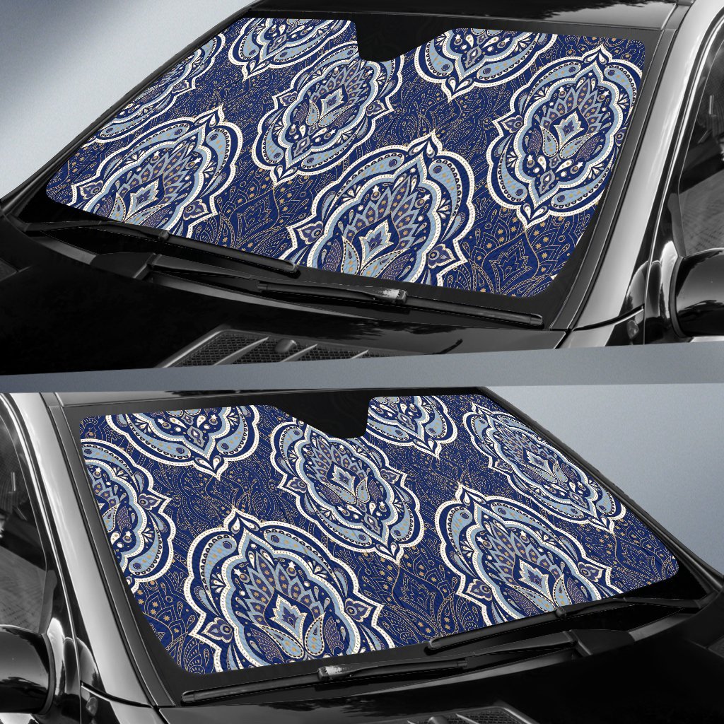 Damask Print Pattern Car Sun Shade-grizzshop