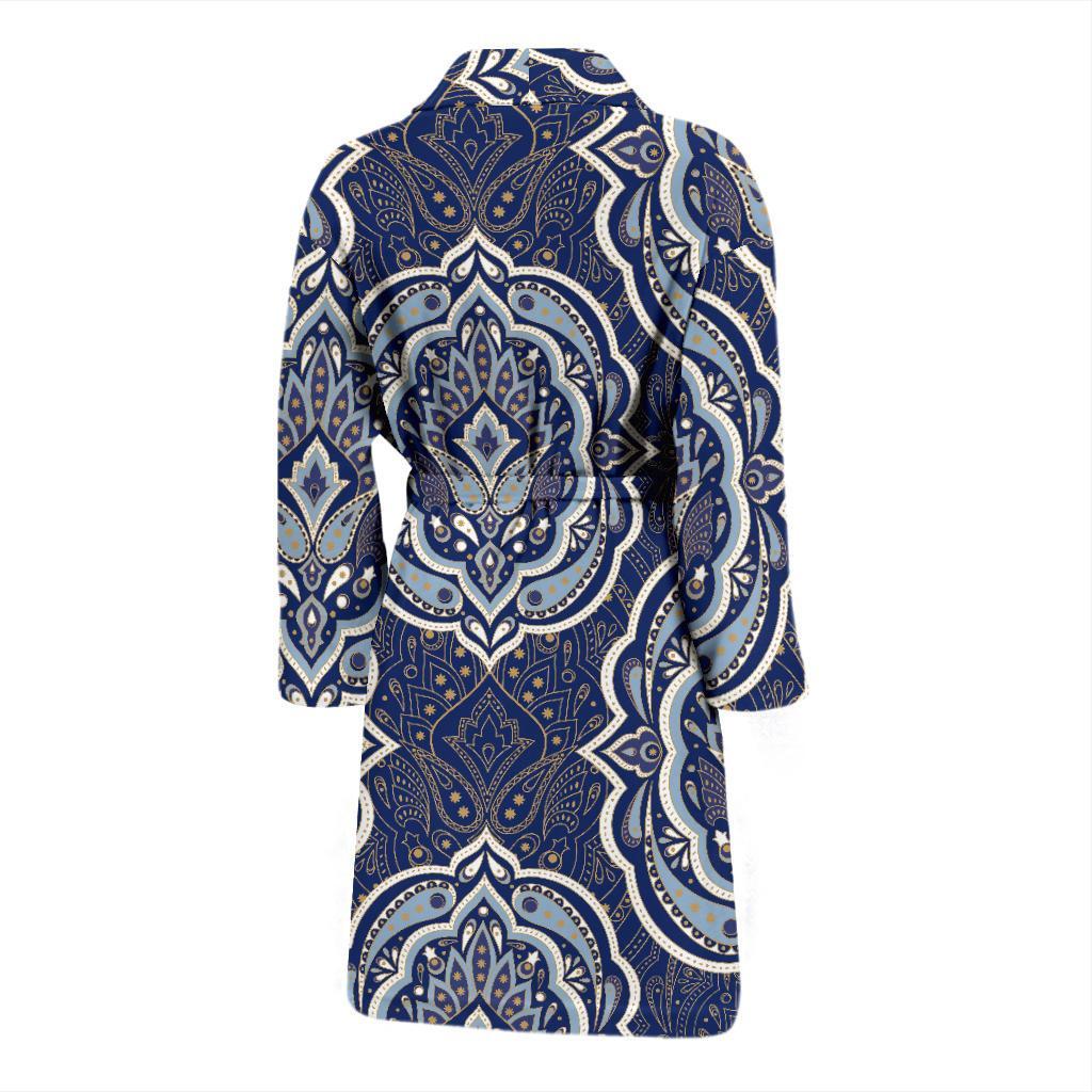 Damask Print Pattern Men Long Robe-grizzshop