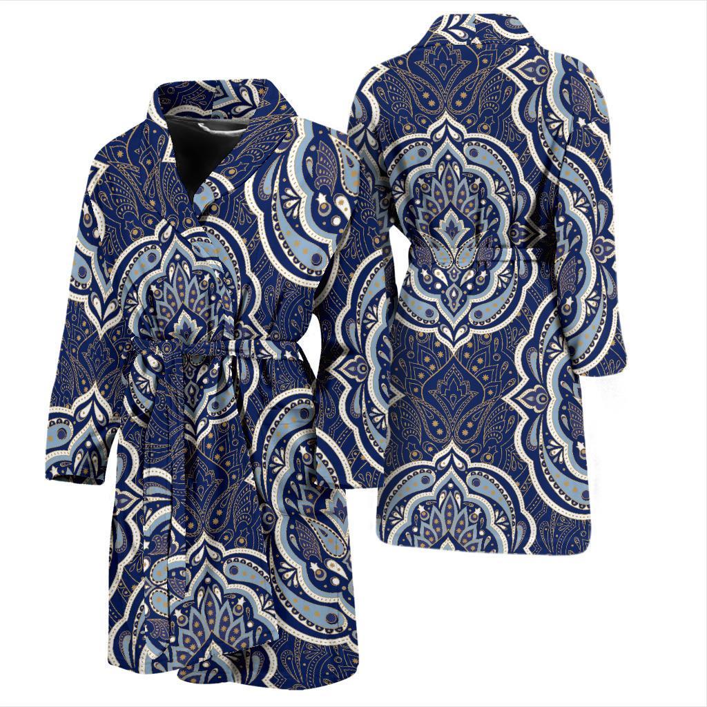 Damask Print Pattern Men Long Robe-grizzshop