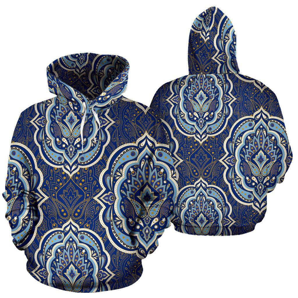 Damask Print Pattern Men Women Pullover Hoodie-grizzshop