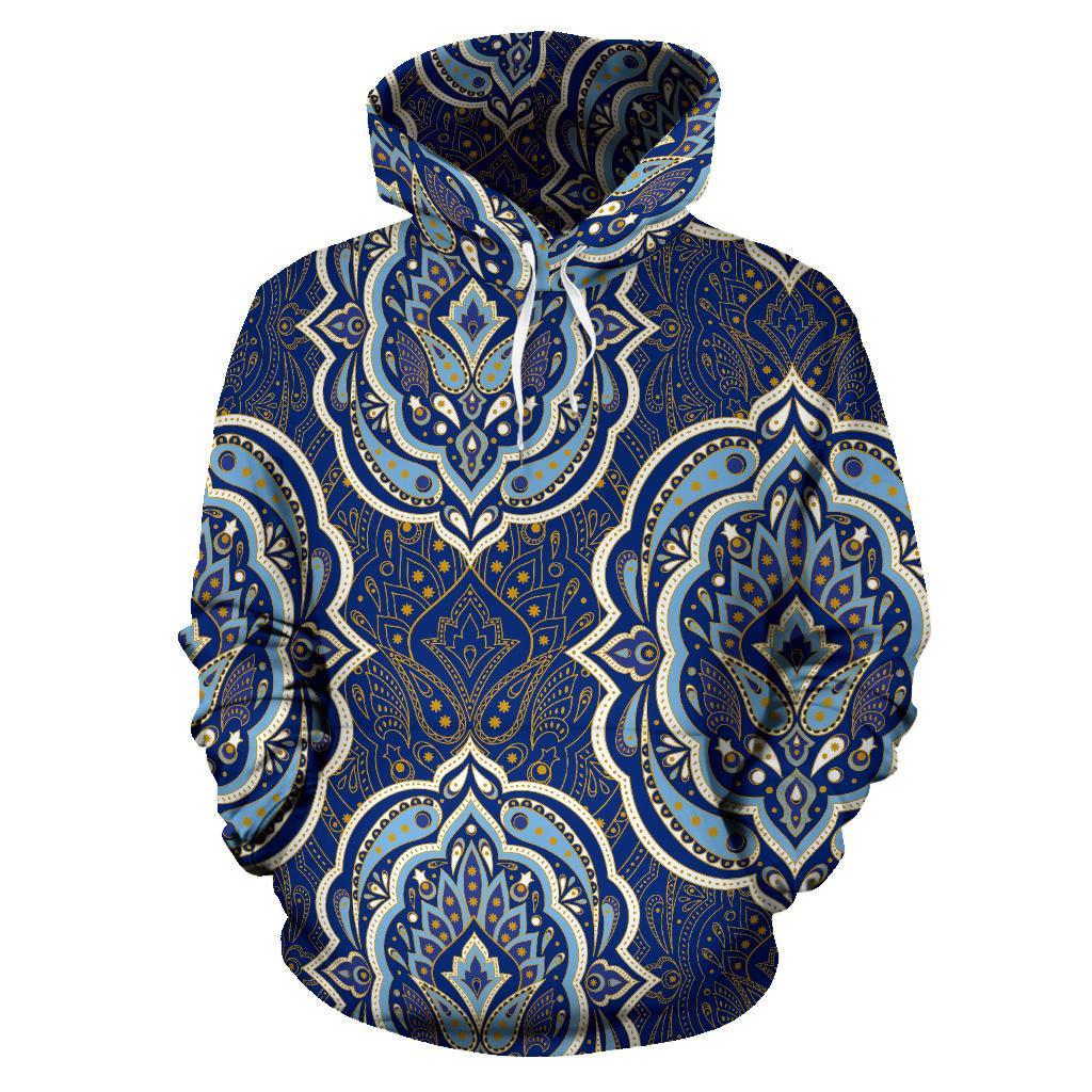 Damask Print Pattern Men Women Pullover Hoodie-grizzshop