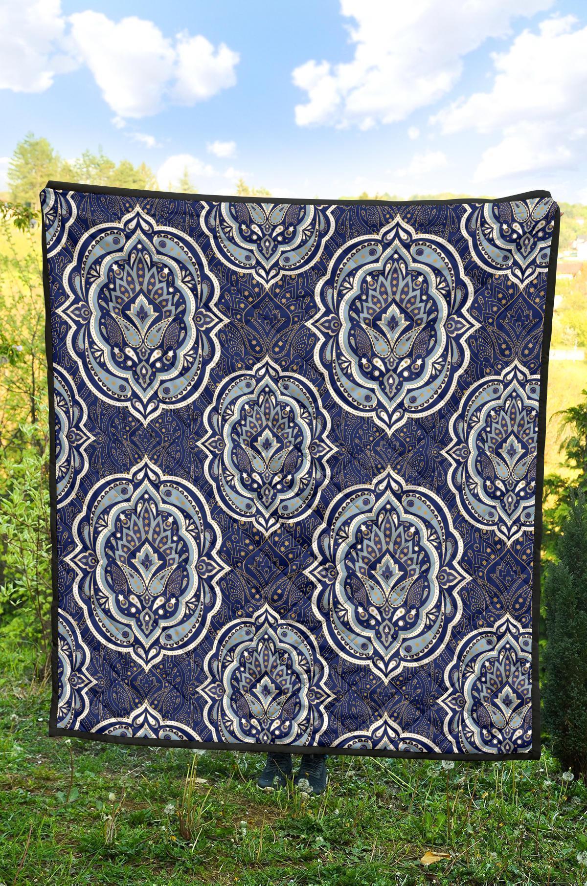 Damask Print Pattern Quilt-grizzshop