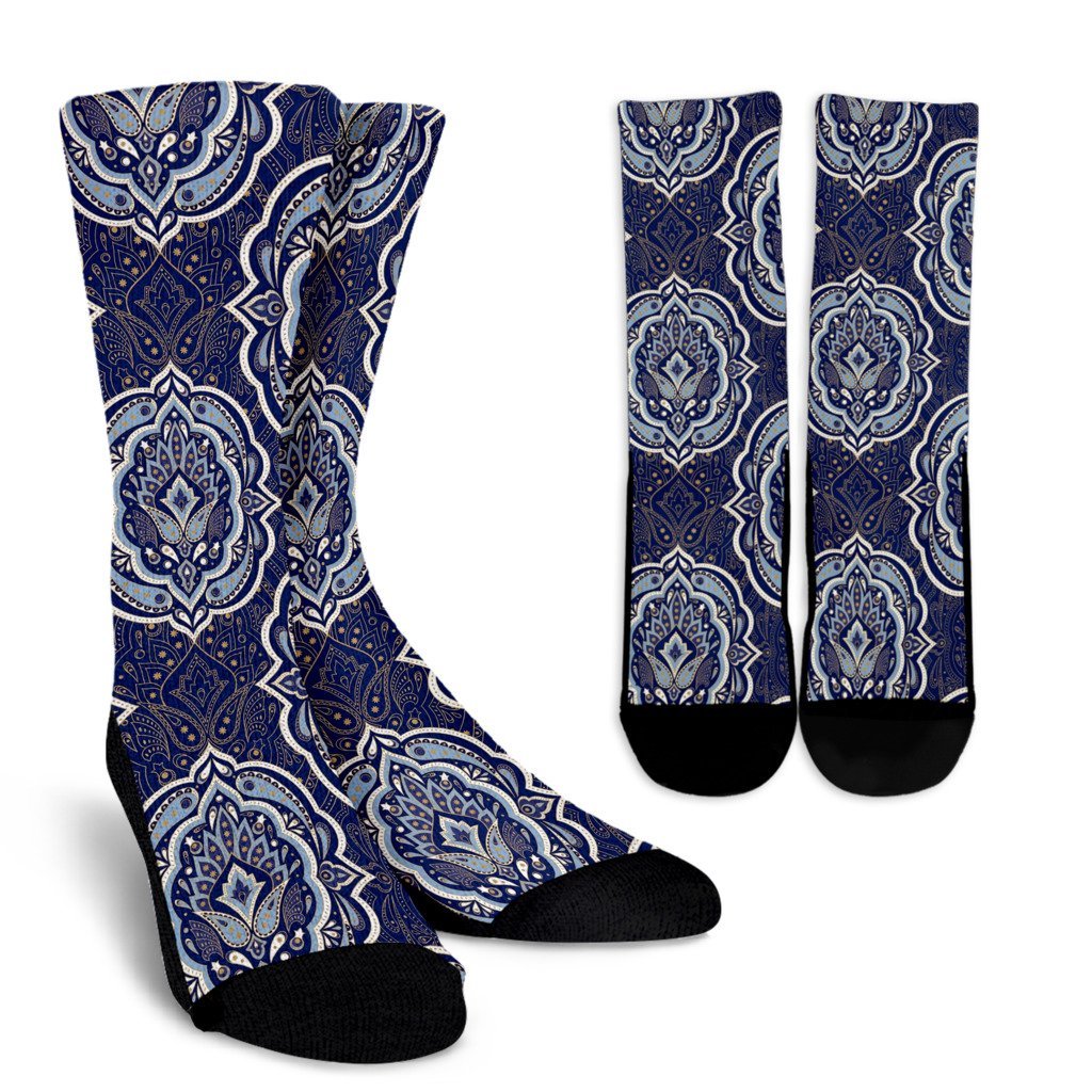 Damask Print Pattern Unisex Crew Socks-grizzshop