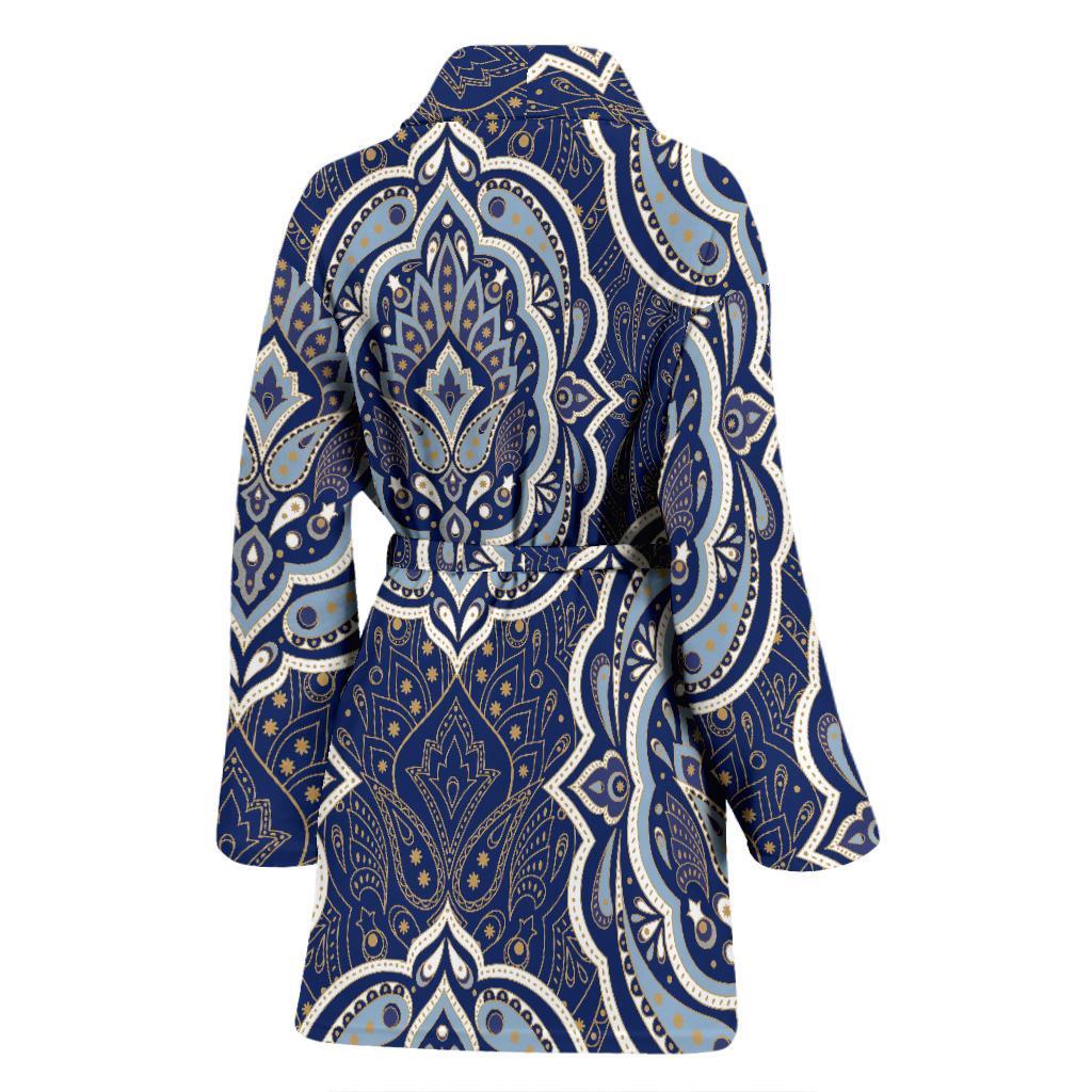 Damask Print Pattern Women Long Robe-grizzshop