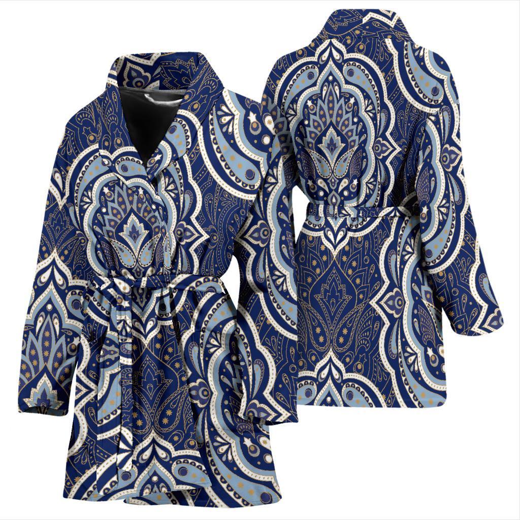 Damask Print Pattern Women Long Robe-grizzshop