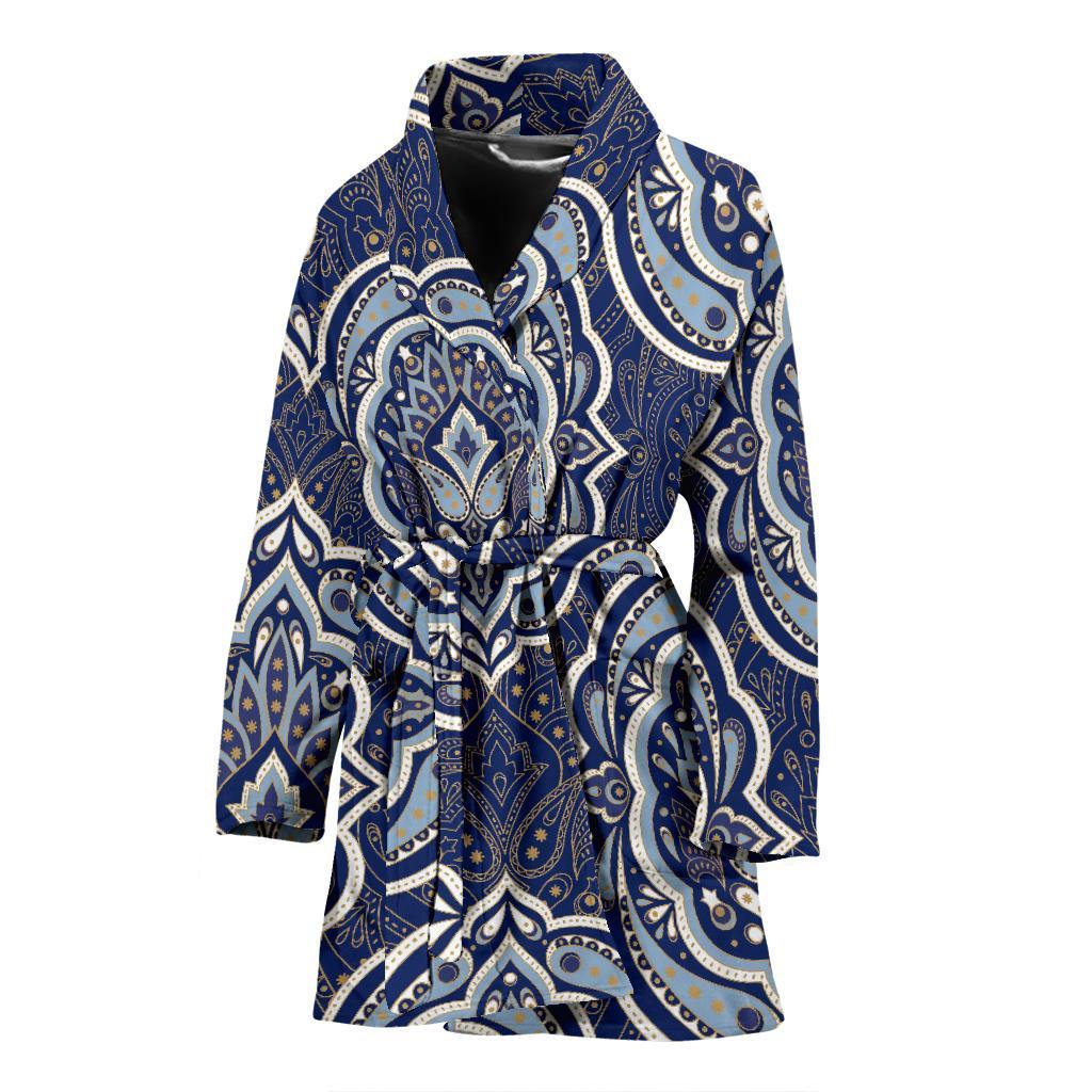 Damask Print Pattern Women Long Robe-grizzshop