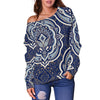 Damask Print Pattern Women Off Shoulder Sweatshirt-grizzshop