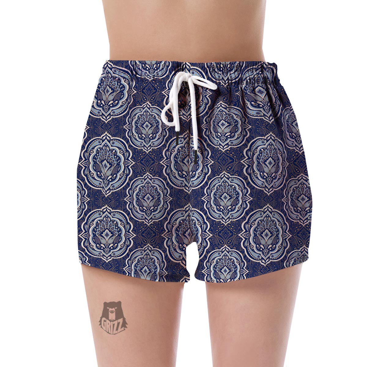 Damask Print Pattern Women's Shorts-grizzshop