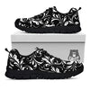 Damask White And Black Print Pattern Black Sneaker-grizzshop