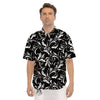 Damask White And Black Print Pattern Men's Short Sleeve Shirts-grizzshop