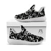 Damask White And Black Print Pattern White Athletic Shoes-grizzshop