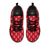 Damask White And Red Print Pattern Black Sneaker-grizzshop