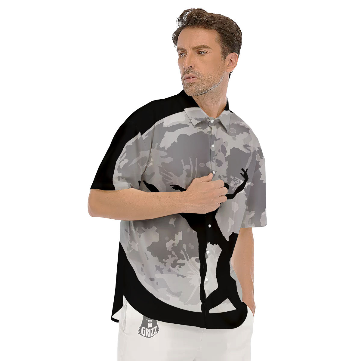 Dance Ballet On The Moon Night Print Men's Short Sleeve Shirts-grizzshop