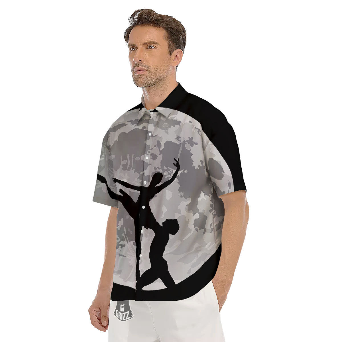 Dance Ballet On The Moon Night Print Men's Short Sleeve Shirts-grizzshop