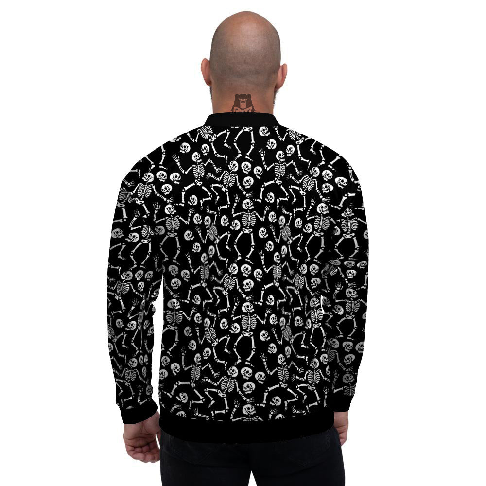 Dancing Party Skeleton Print Pattern Men's Bomber Jacket-grizzshop