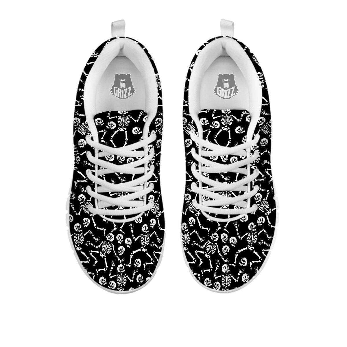 Dancing Party Skeleton Print Pattern White Sneaker-grizzshop