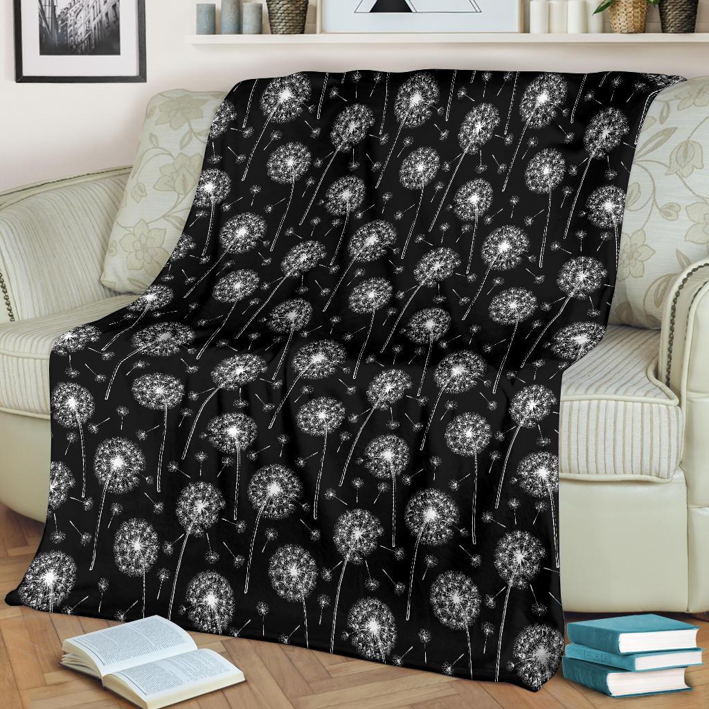 Dandelion Black Pattern Print Blanket-grizzshop