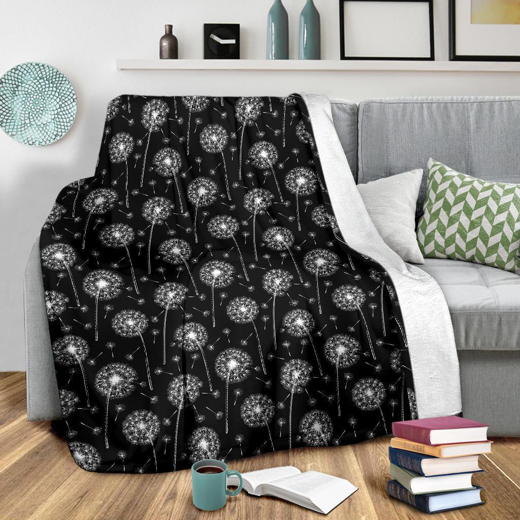 Dandelion Black Pattern Print Blanket-grizzshop