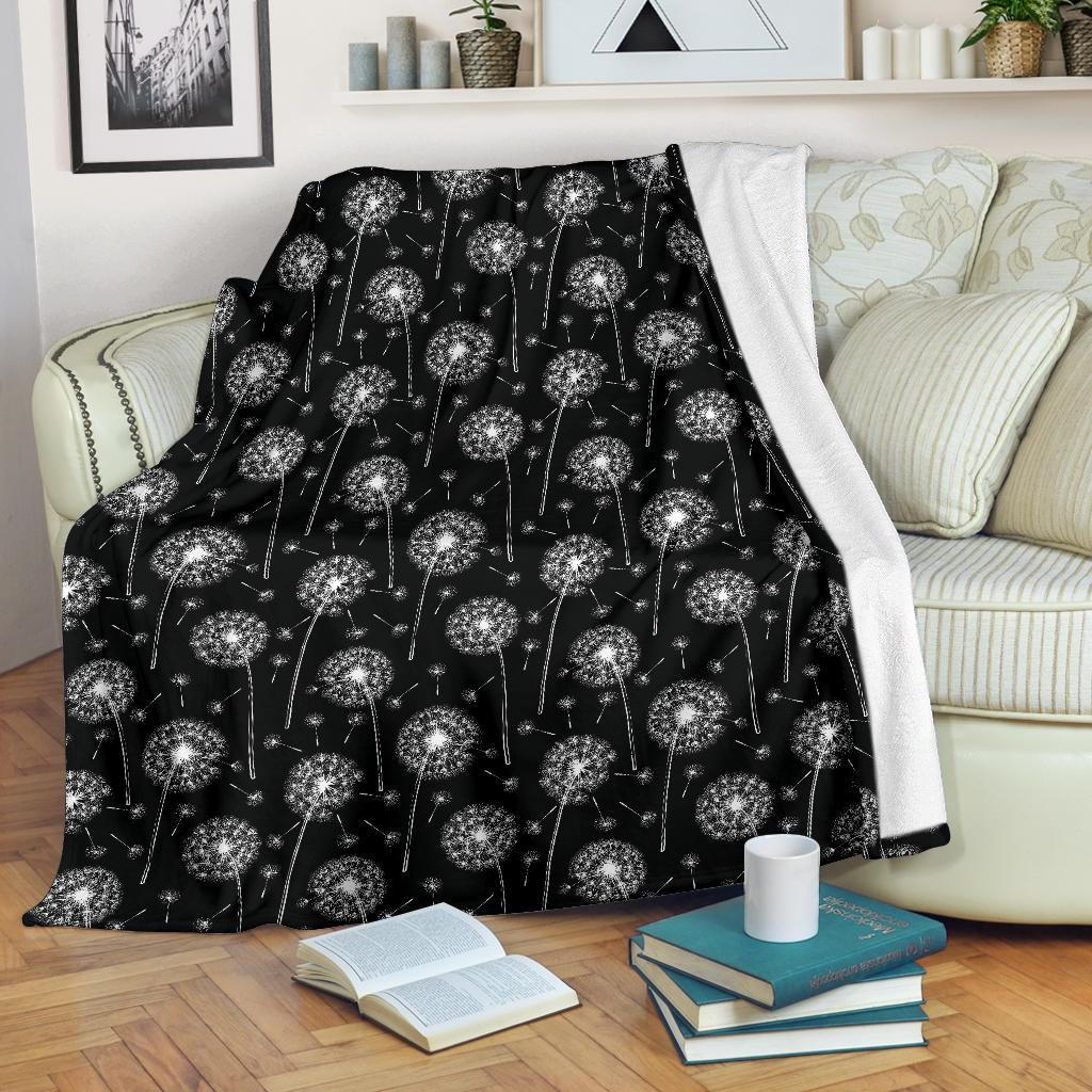 Dandelion Black Pattern Print Blanket-grizzshop