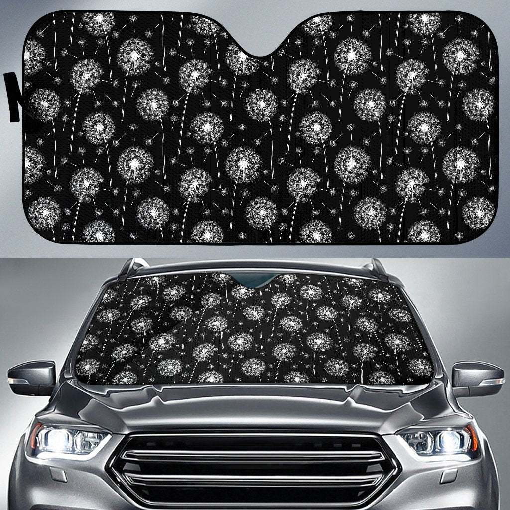 Dandelion Black Pattern Print Car Sun Shade-grizzshop