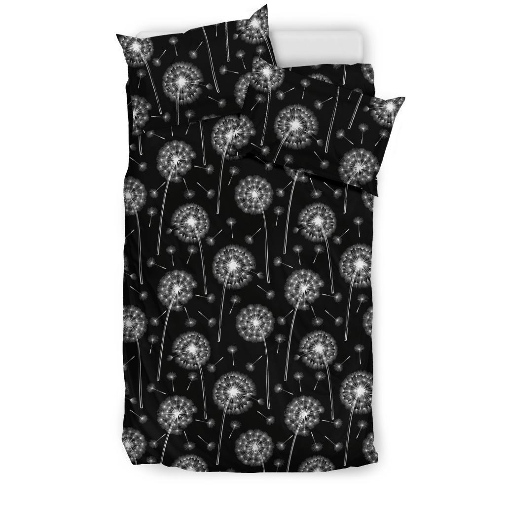 Dandelion Black Pattern Print Duvet Cover Bedding Set-grizzshop