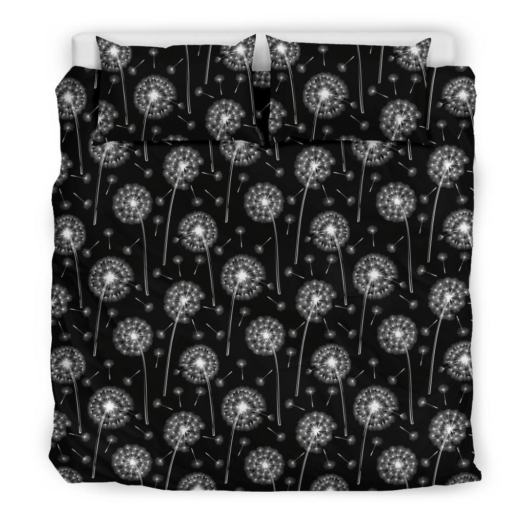 Dandelion Black Pattern Print Duvet Cover Bedding Set-grizzshop