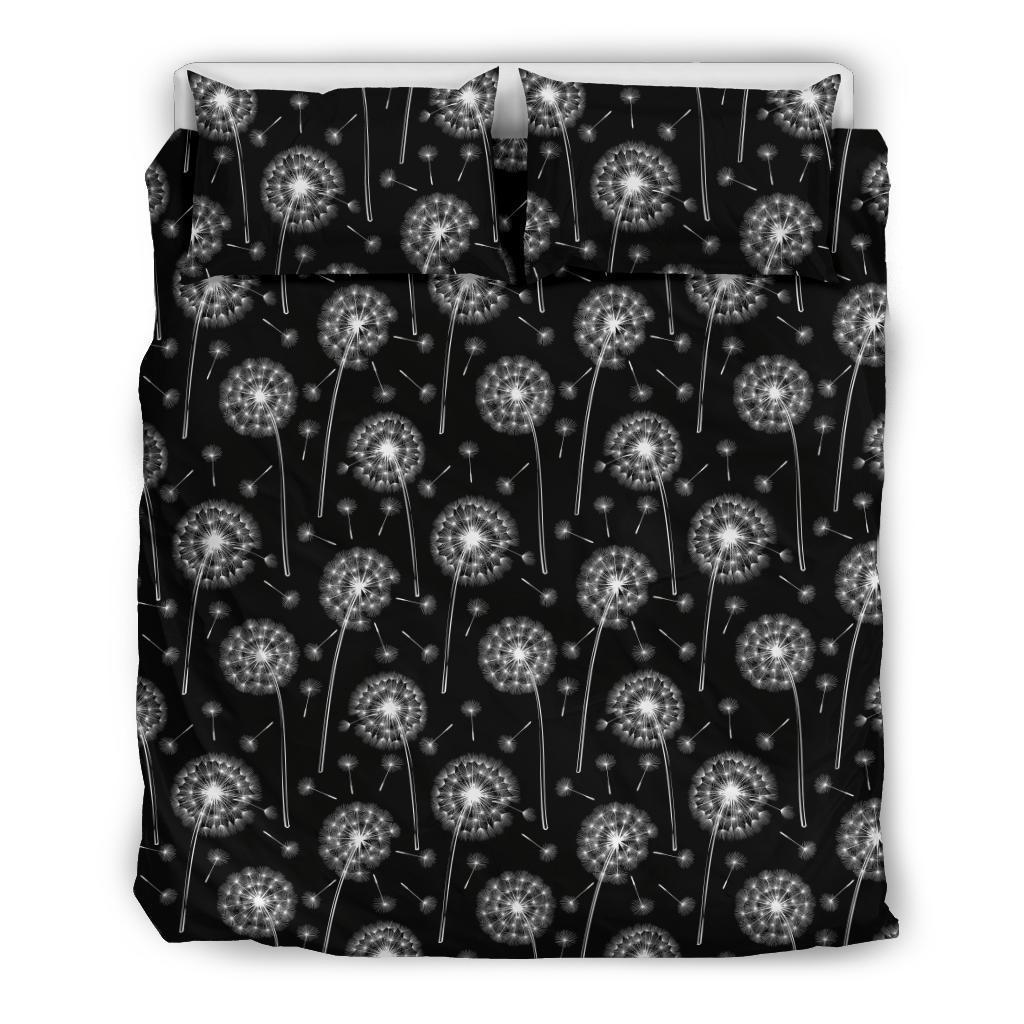 Dandelion Black Pattern Print Duvet Cover Bedding Set-grizzshop