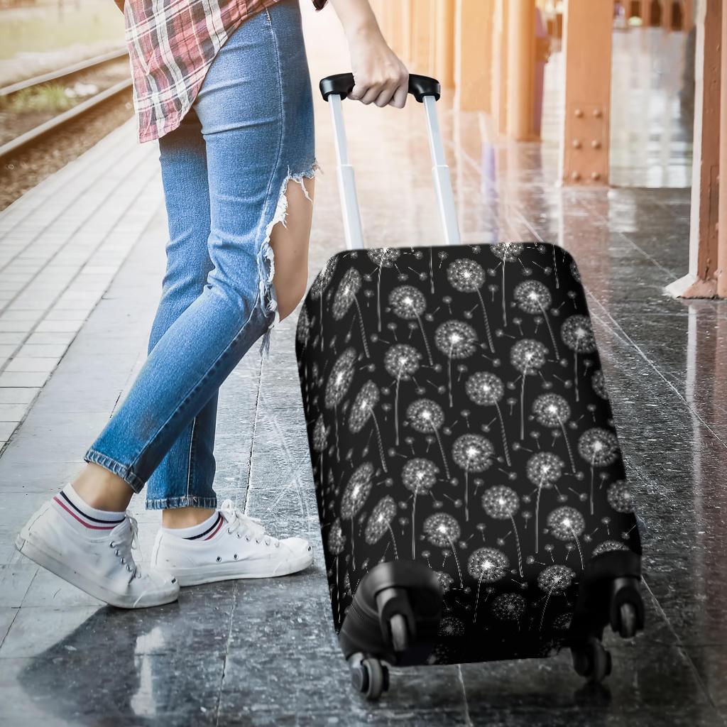 Dandelion Black Pattern Print Luggage Cover Protector-grizzshop