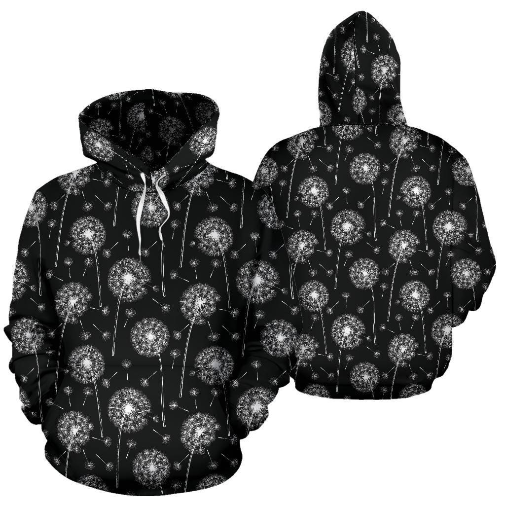 Dandelion Black Pattern Print Men Women Pullover Hoodie-grizzshop