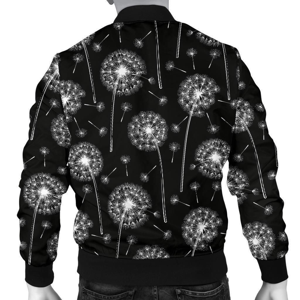 Dandelion Black Pattern Print Men's Bomber Jacket-grizzshop