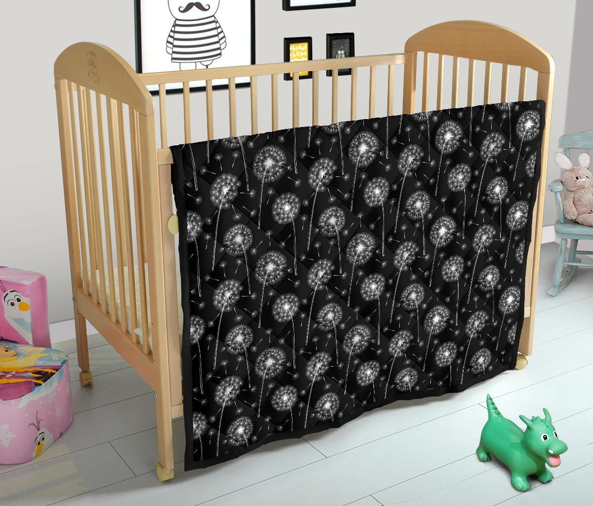 Dandelion Black Pattern Print Quilt-grizzshop