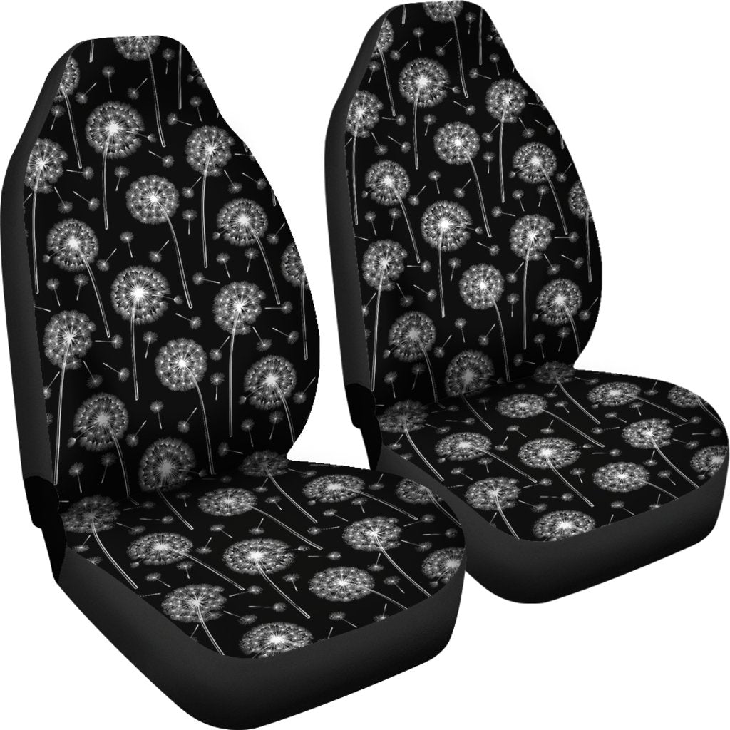 Dandelion Black Pattern Print Universal Fit Car Seat Covers-grizzshop